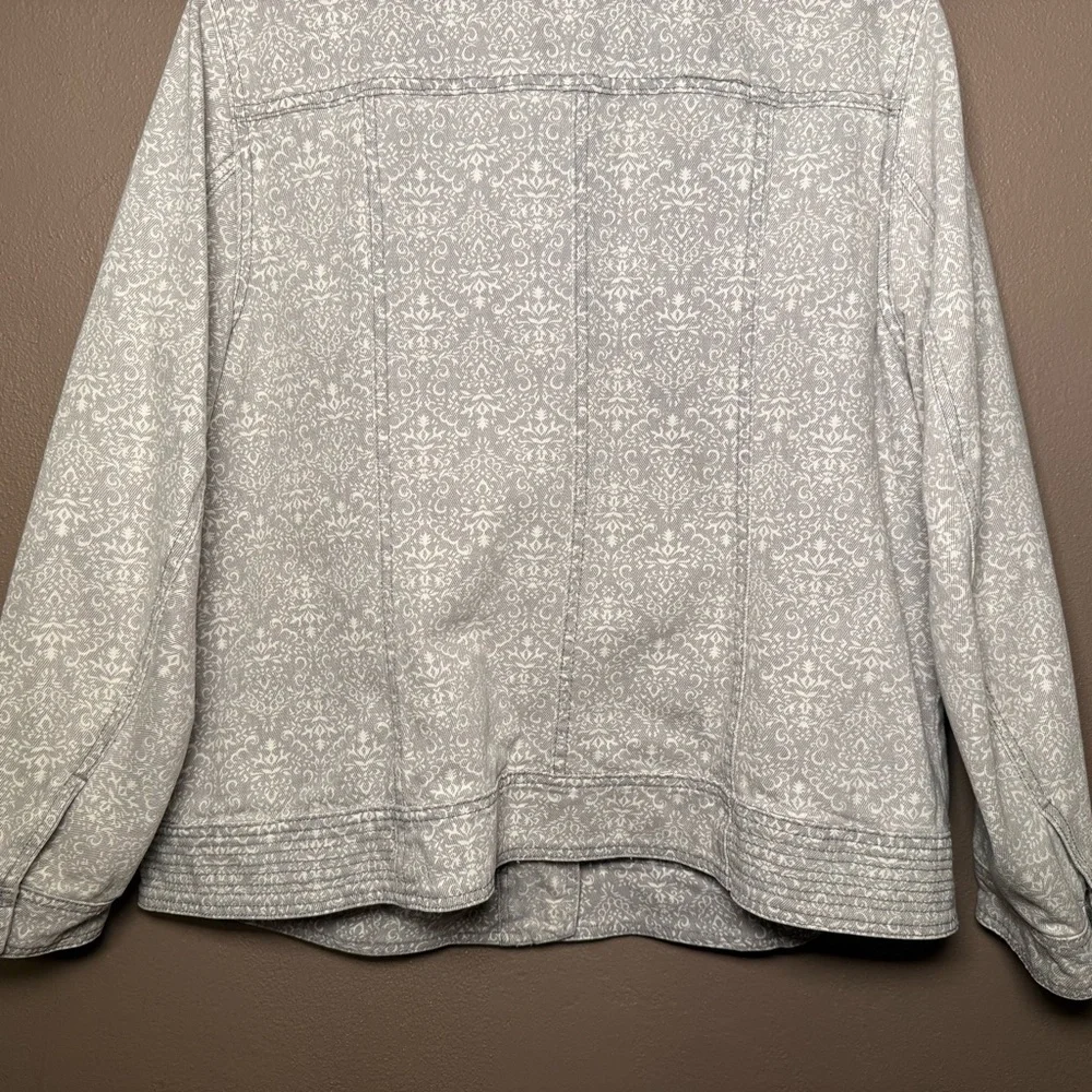 Ruff Hewn Gray & White Cotton Denim Moto Jacket Women's Plus Size 2X Streetwear - Picture 11 of 15
